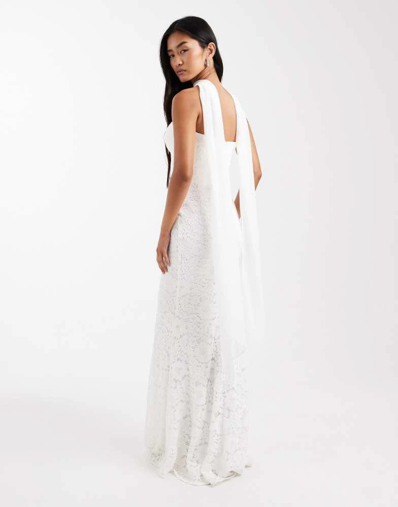 Shop Six Stories Bridal lace bandeau scarf neck maxi dress in white on Sale  at BeyondStyle  Get 10% Off Six Stories Bridal lace bandeau scarf neck  maxi dress in white with