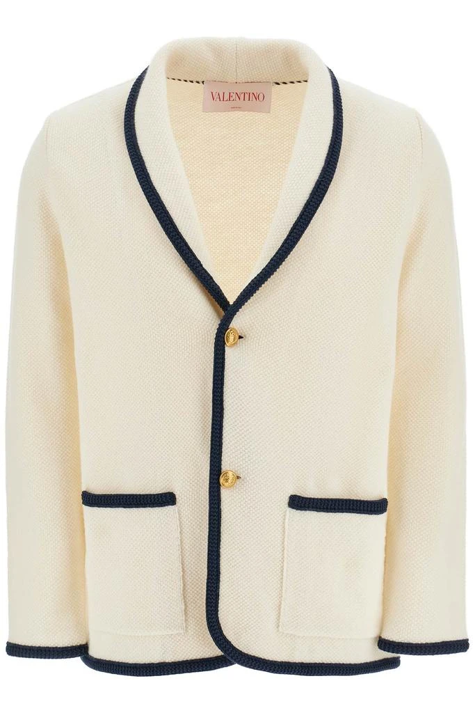 Valentino men's cotton and wool jacket in butter color with shawl collar 1