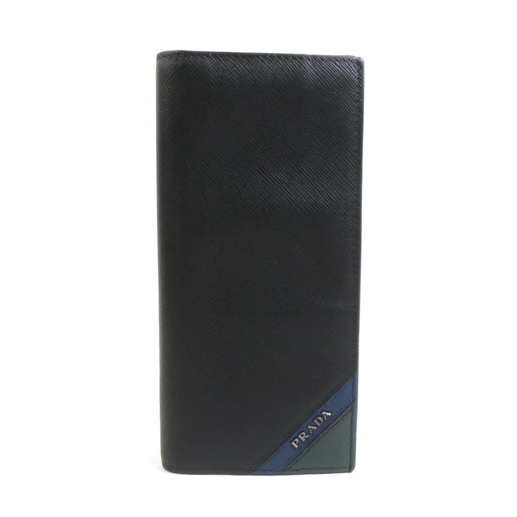 Prada blue Leather Long Wallet (Bi-Fold) (Pre-Owned)