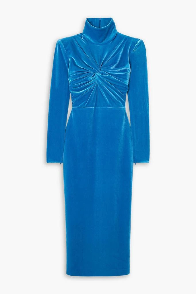 blue velvet turtleneck dress Abilene Navy Velvet High-Neck Split Maxi Dress – Club L London main image 1