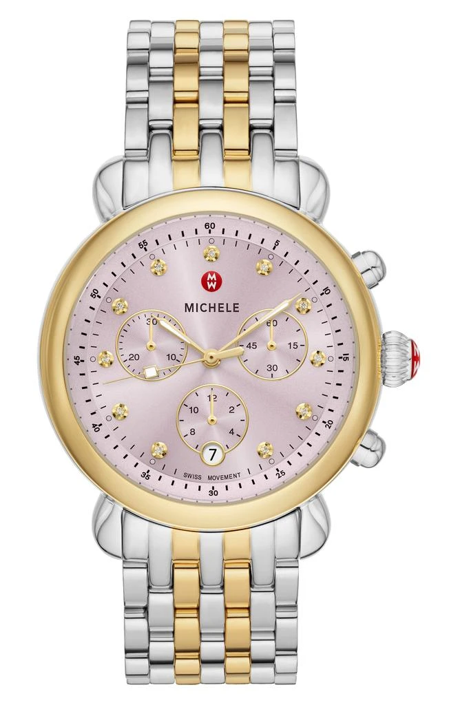Michele CSX Two-Tone Diamond Bracelet Watch, 38mm - 0.03ct. 1