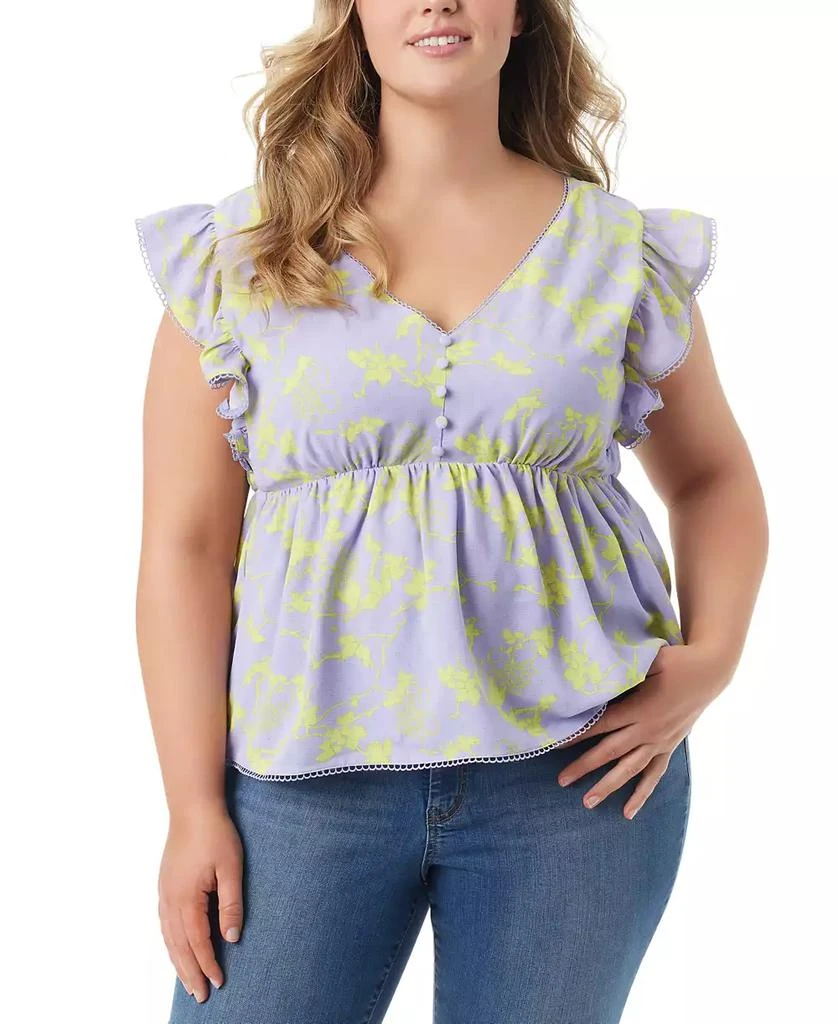 Jessica Simpson Trendy Plus Size Inge Flutter Tie-Back Top 1