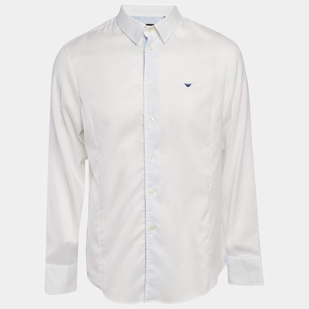 Emporio Armani Emporio Armani White Cotton Blend Button Down Shirt XL