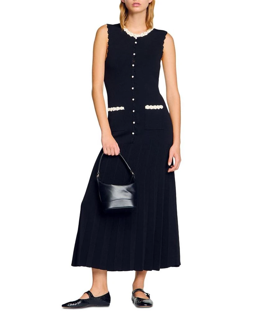 Sandro Long Dress with Crochet Detail 3