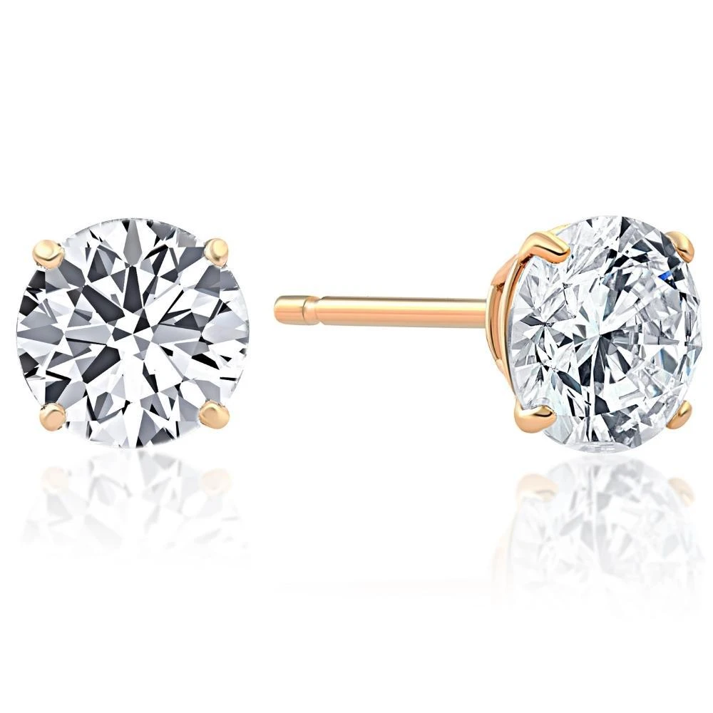 Pompeii3 .20Ct Round Brilliant Cut Natural Quality VS2-SI1 Diamond Stud Earrings in 14K Gold Basket Setting 1
