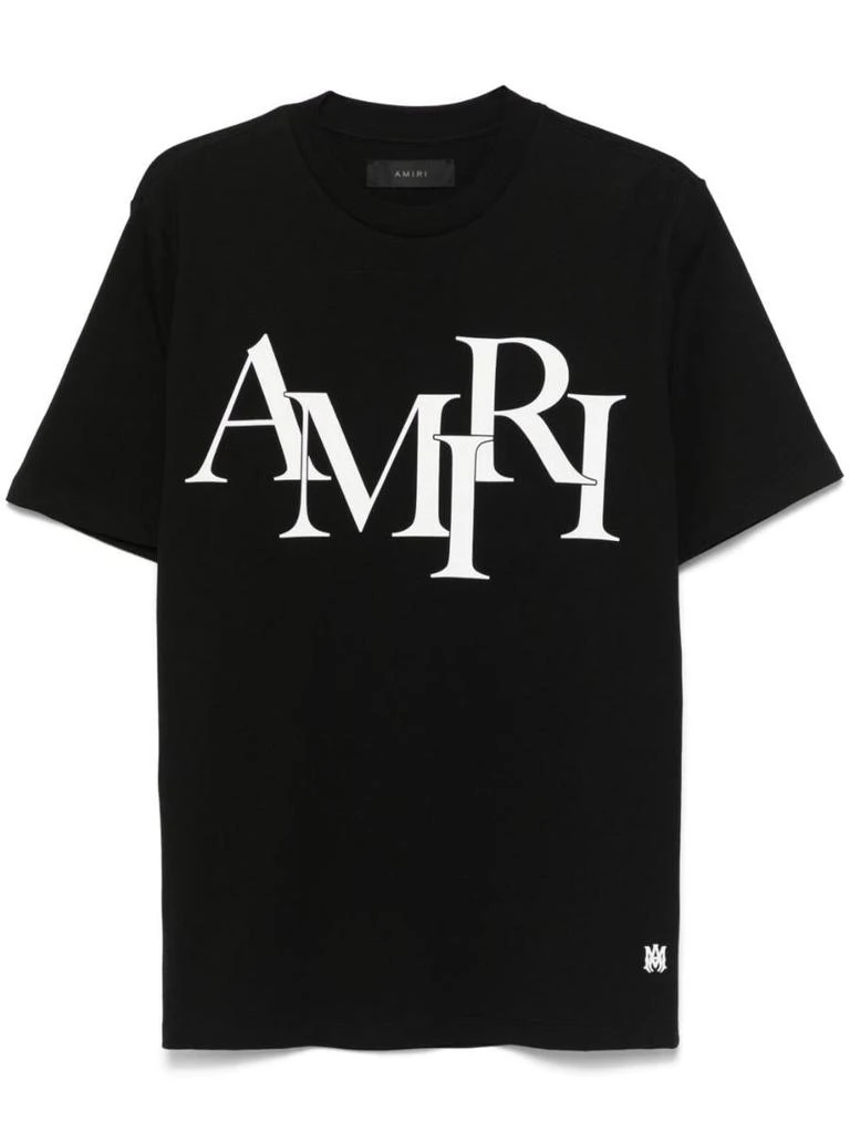 AMIRI Amiri Black Cotton T-Shirt With White Logo 1