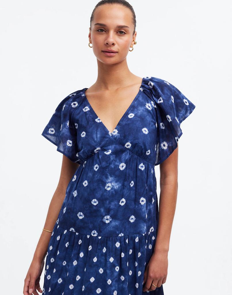 Madewell Tie-Back Flutter-Sleeve Tiered Midi Dress