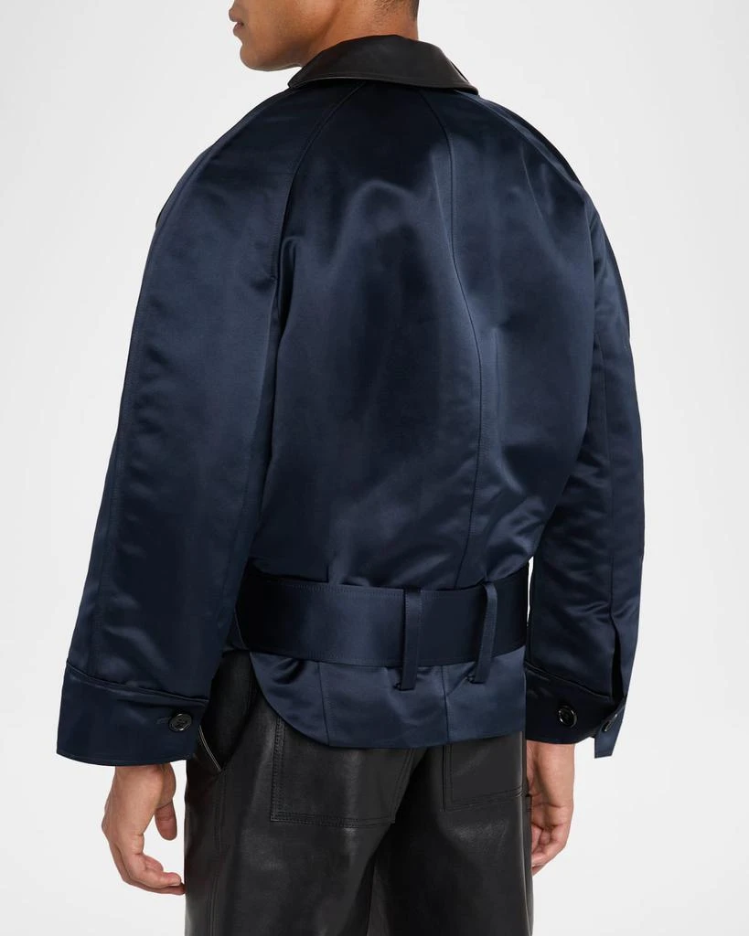 JW Anderson Belted Satin Rounded Blouson Jacket With Leather-Trim 2