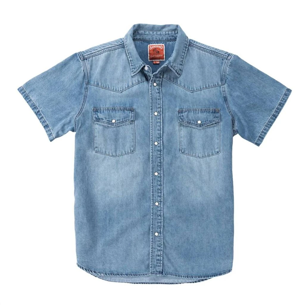 Sendero Provisions Co. Men's Wyatt Pearl Snap Short Sleeve In Vintage Denim 1