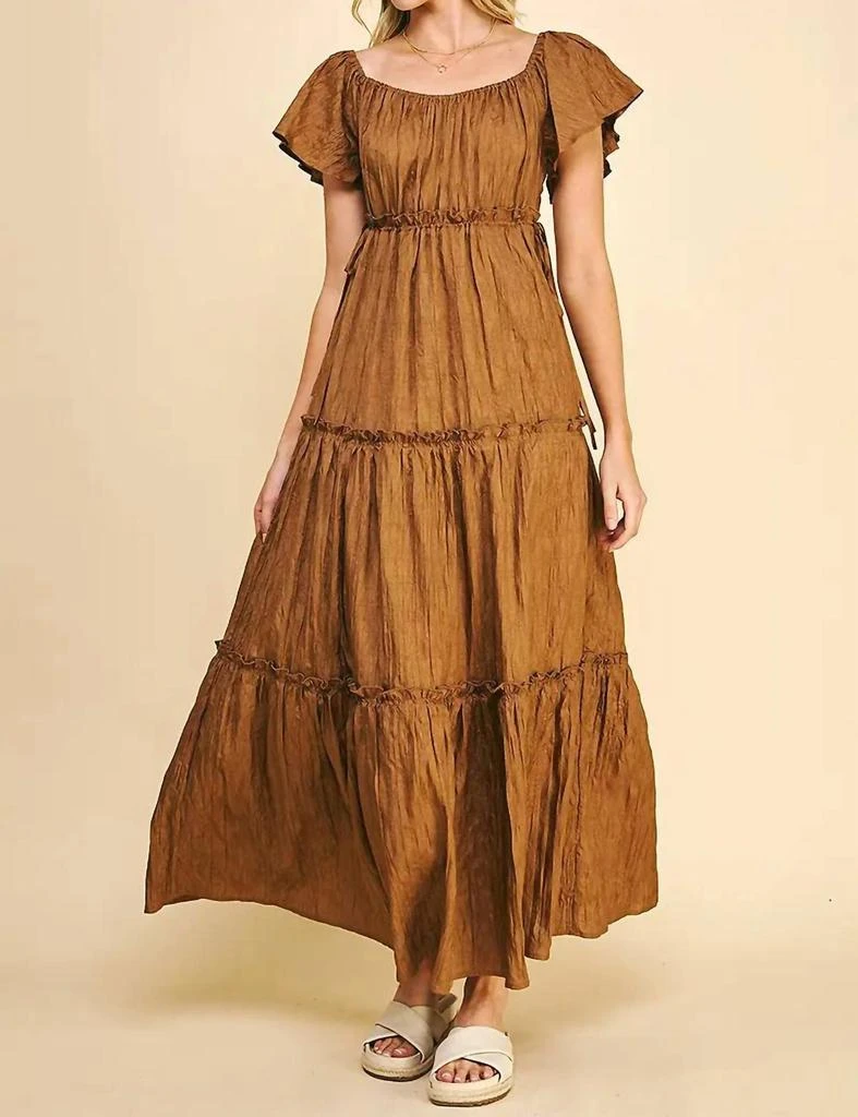Christina Tiered Maxi Dress  On Sale Now with Up to 53% Off | Discover  Exclusive Deals & Savings at BeyondStyle  Authentic Pinch women|women >  dresses > maxi|clothing|maxi|brown|1238462637|solid|dresses|polyester with  Limited-Time Discounts,