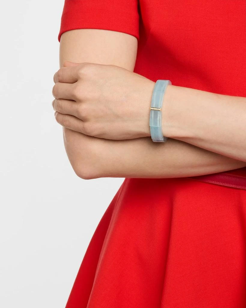 Sydney Evan Small Single Row Pave Spacer on Aquamarine Rectangle Bead Bracelet 2