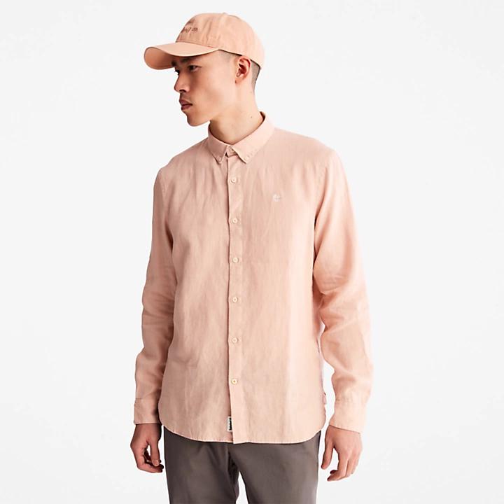 Timberland Mill River Slim-Fit Linen Shirt for Men in Light Pink