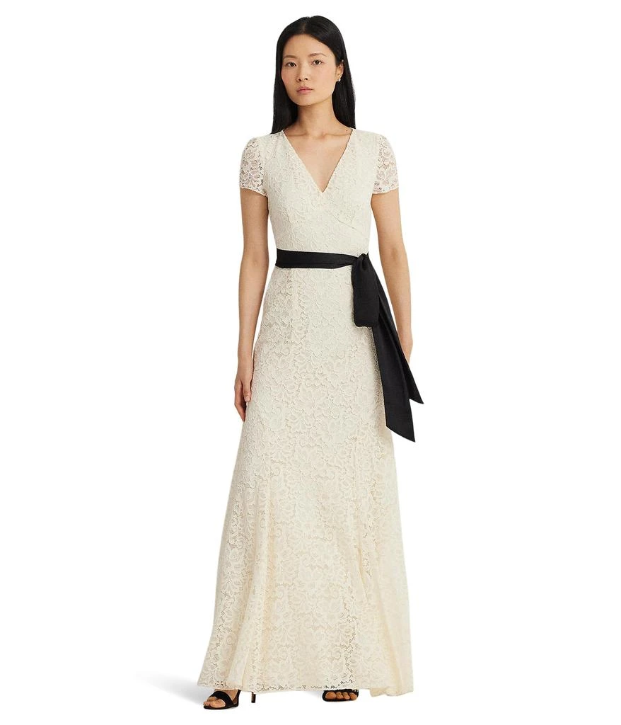 Ralph Lauren Belted Lace Gown 1