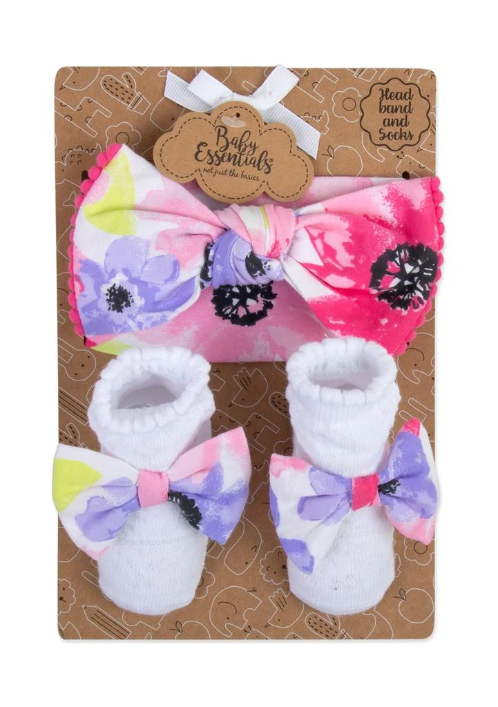 Baby Essentials Baby Girls Pink Purple Bow and Socks Set 2