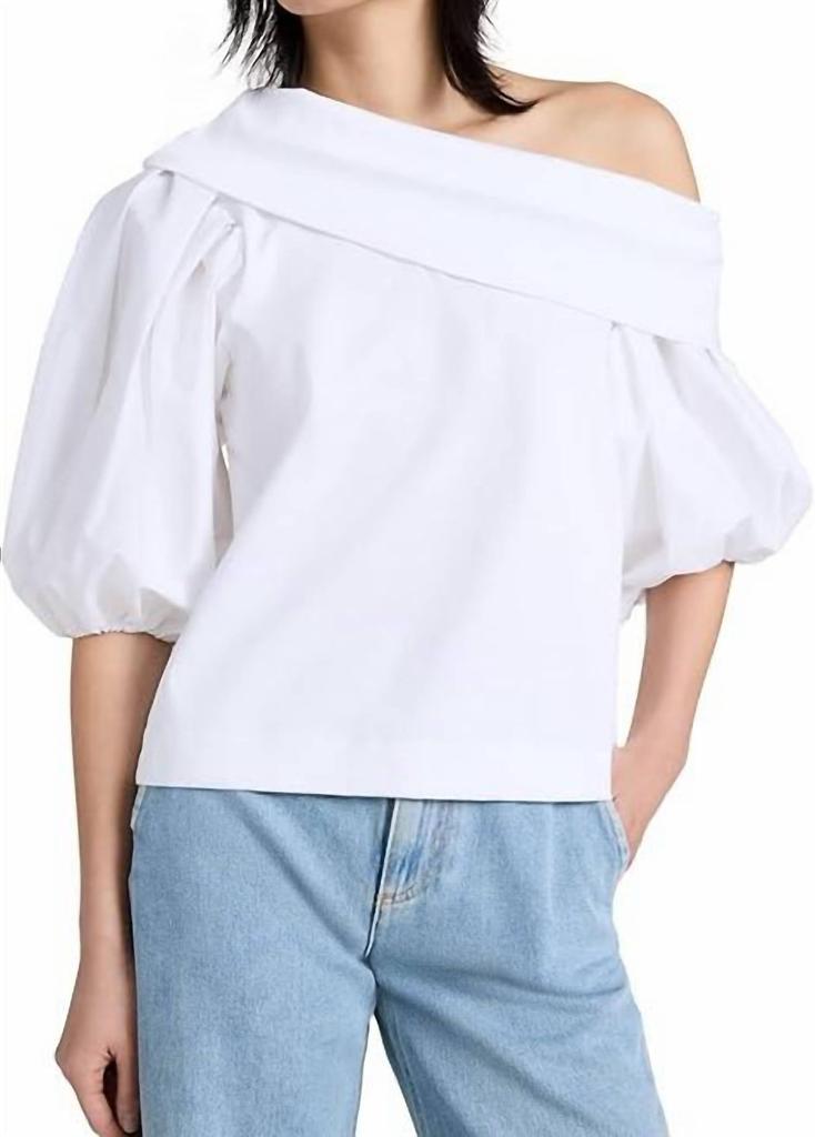 Tanya Taylor Georgia Off Shoulder Puff- Sleeve Top In Optic White