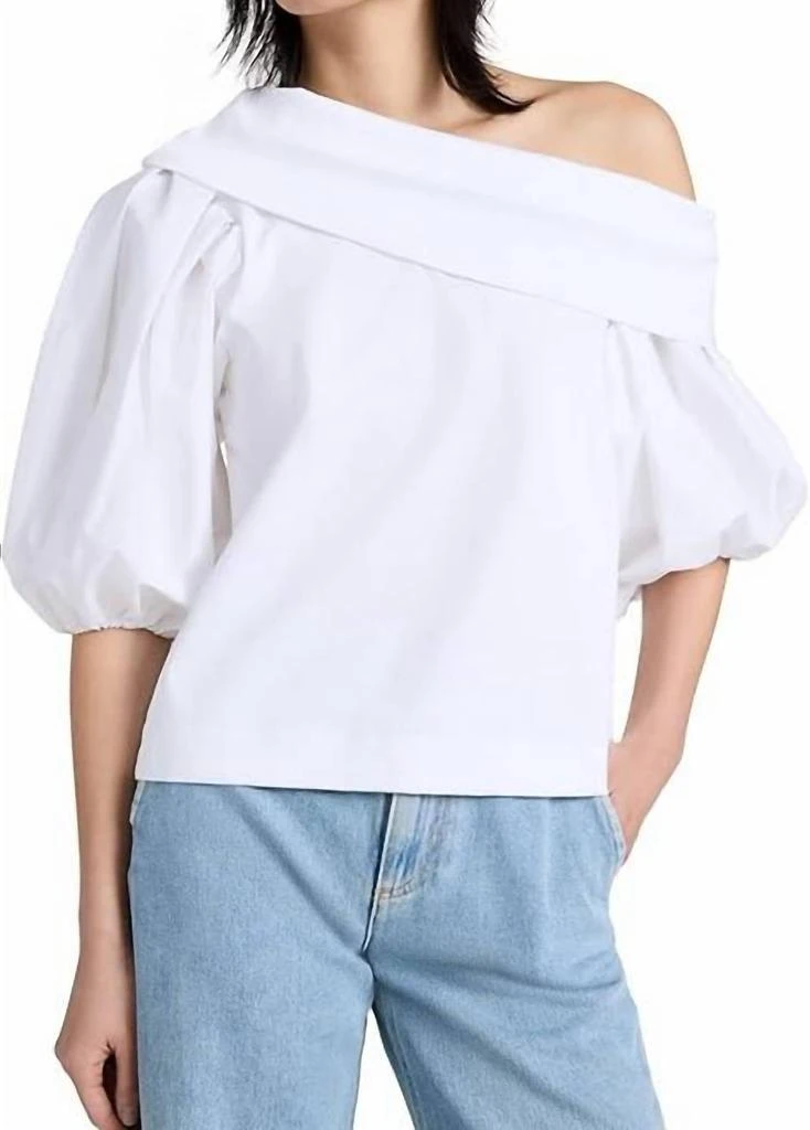 Tanya Taylor Georgia Off Shoulder Puff- Sleeve Top In Optic White 1