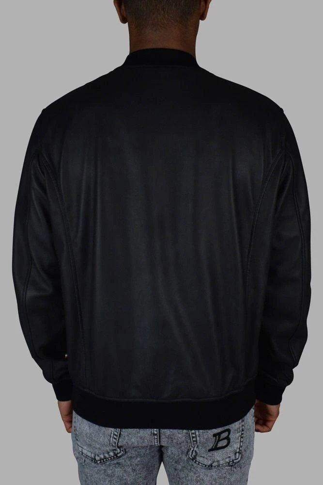 Philipp Plein Smooth Leather Bomber Jacket With Ribbed Detailing 5