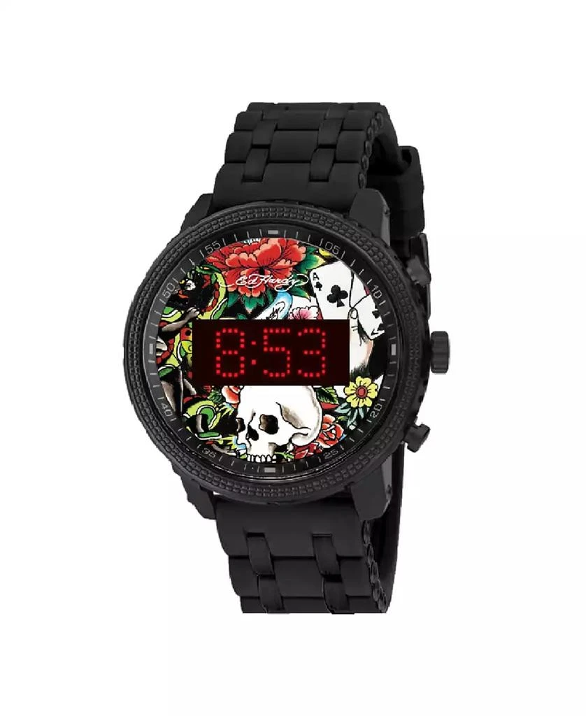 Ed Hardy Men's Black Silicone Strap Watch 48mm 1