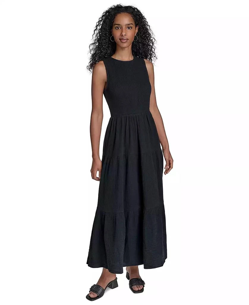 Calvin Klein Women's Cotton Smocked Tiered Maxi Dress 1