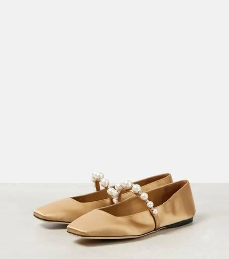 Jimmy Choo Ade embellished satin Mary Jane flats 4