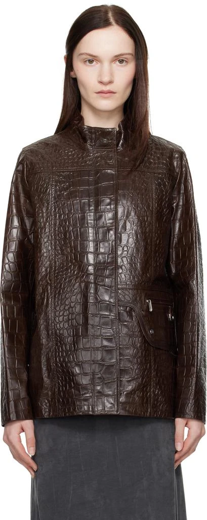 Saks Potts Brown Baba Leather Jacket 1