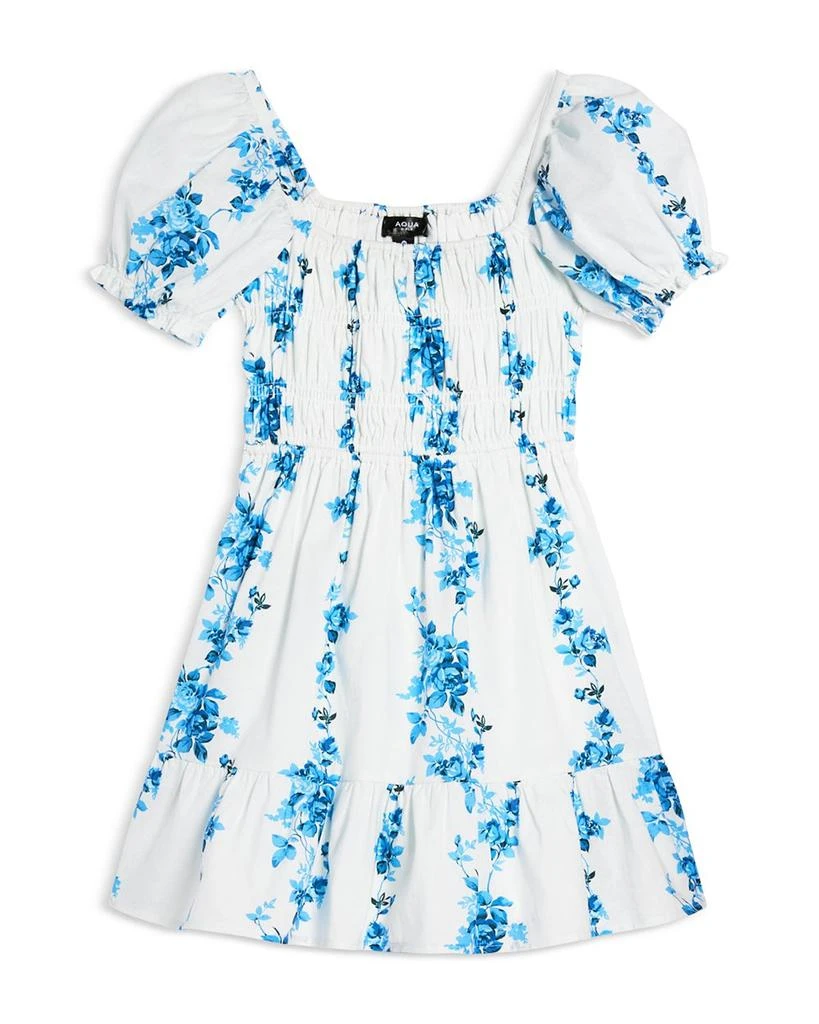 AQUA Girls' Puff Sleeve Fit & Flare Dress, Little Kid, Big Kid - Exclusive 1