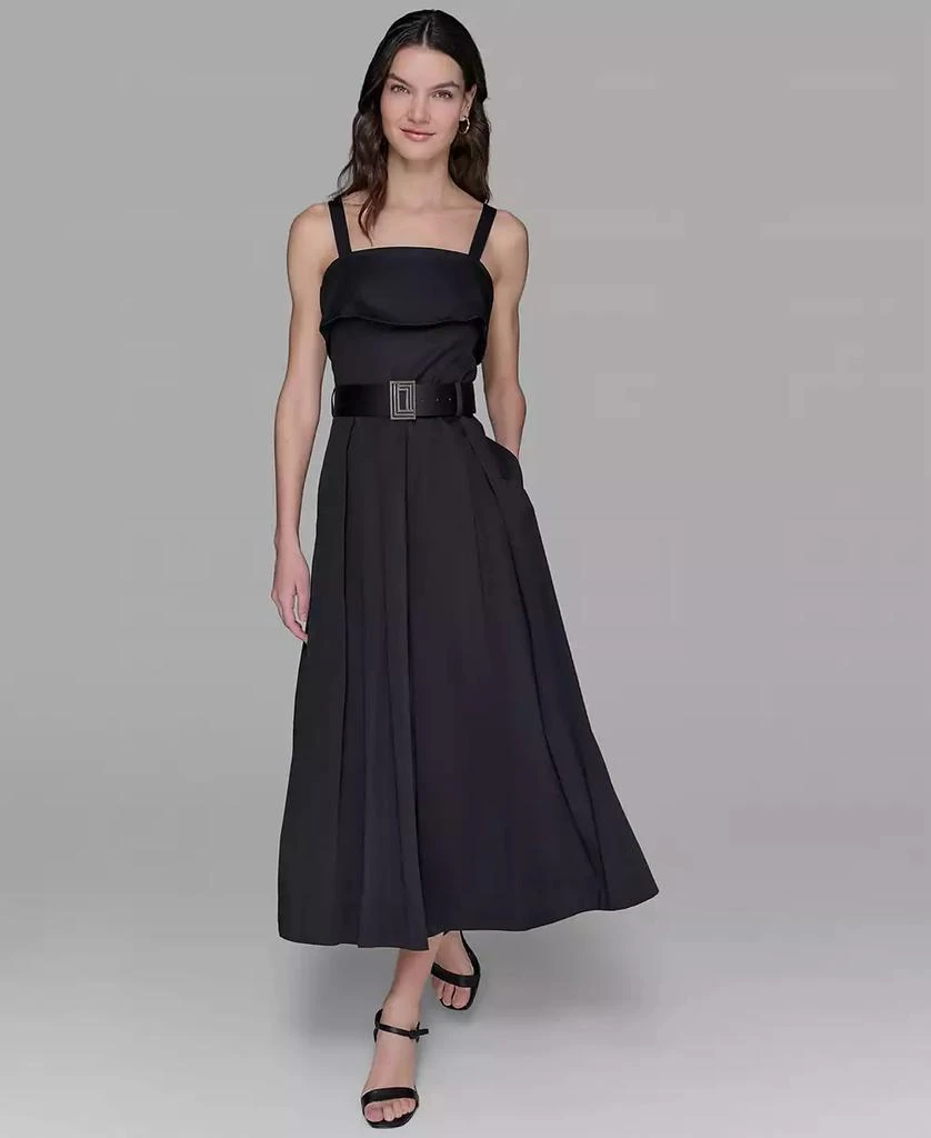 green emerald velvet dress Milumia Women's Color Block Belted Fit and Flare Dress Short Sleeve A Line  Midi Dresses at Amazon Women's Clothing store main image 1