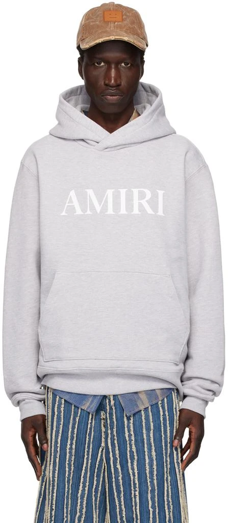 AMIRI Gray Bonded-Logo Hoodie 1