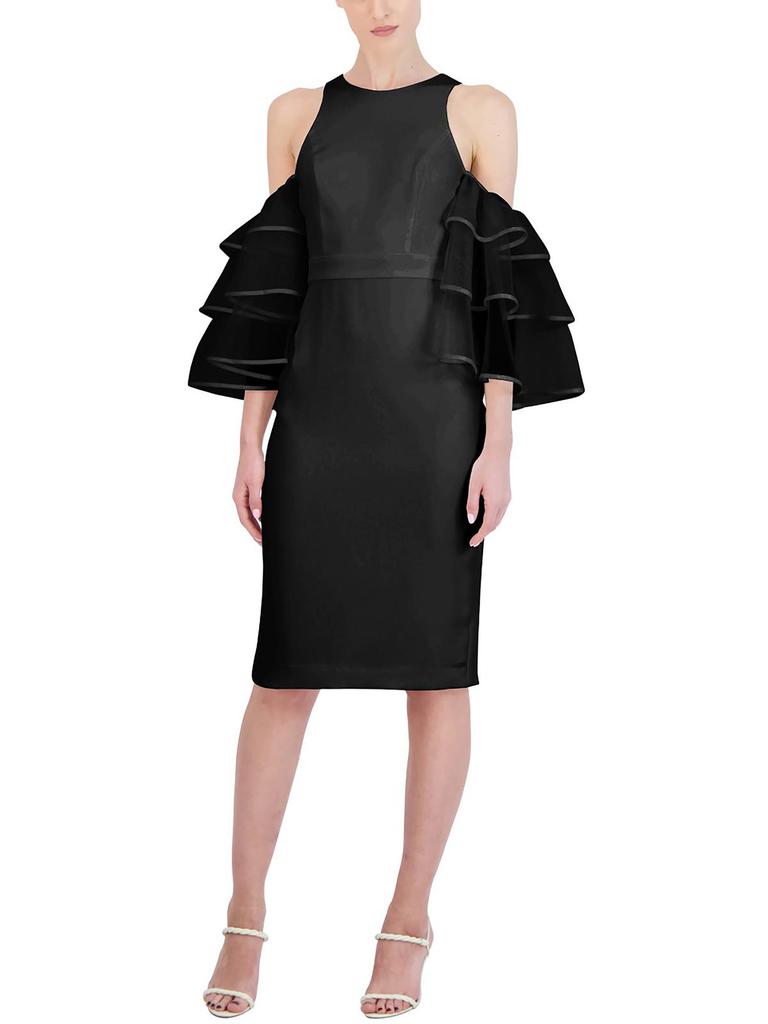 BCBG Womens Cold Shoulder Knee-Length Cocktail and Party Dress