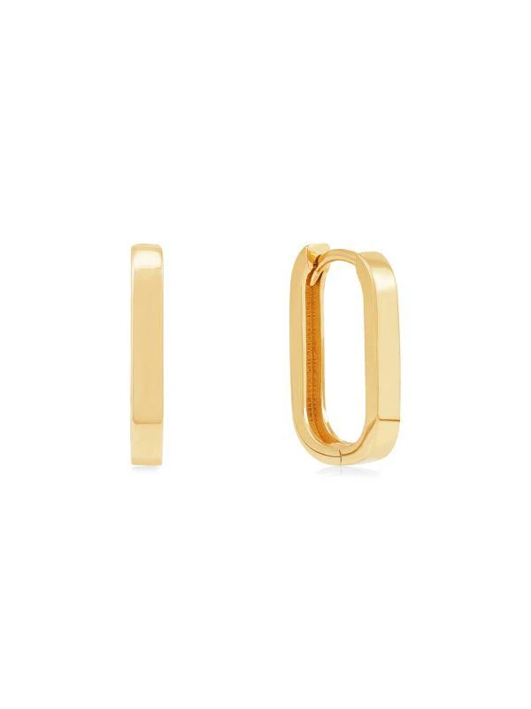 Saks Fifth Avenue 14K Yellow Gold Rectangle Huggie Earrings 3