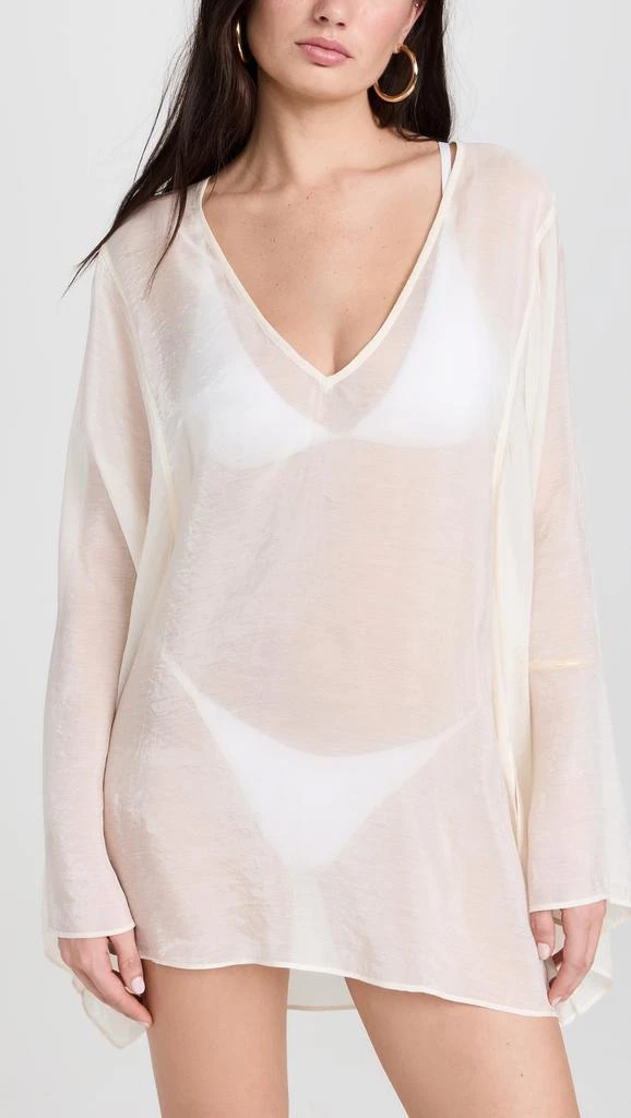 Good American Tencel Long Sleeve Mini Coverup 1