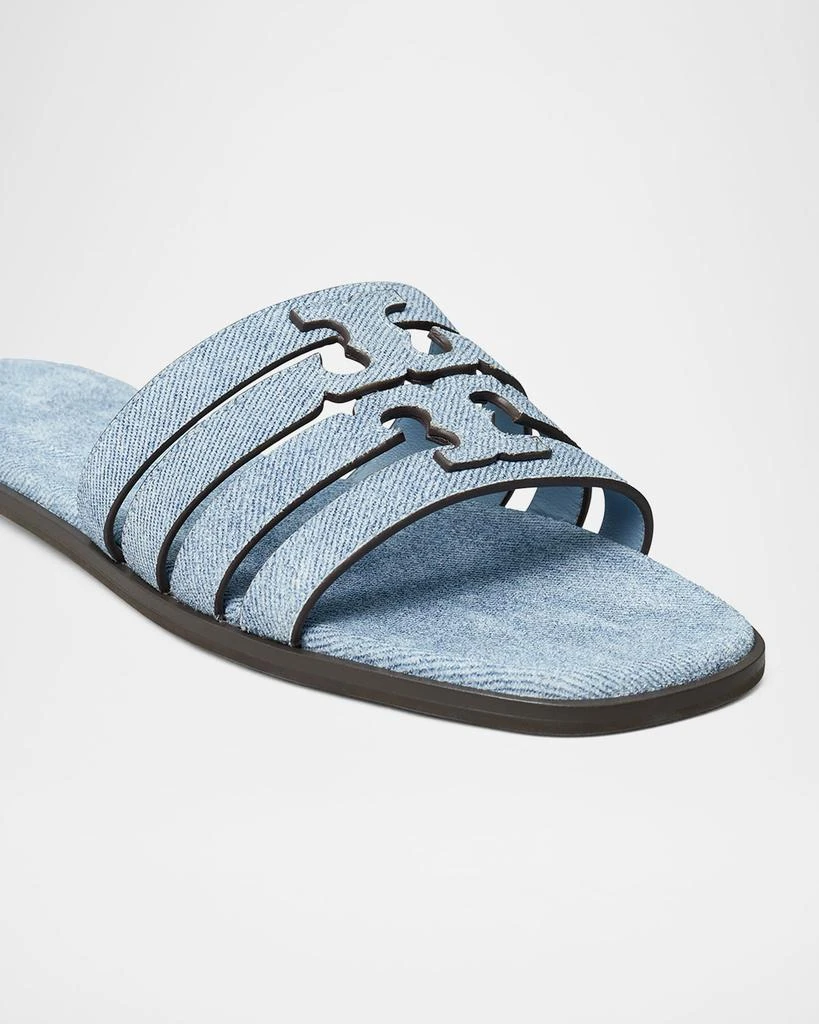 Tory Burch Ines Caged Denim Flat Slide Sandals 4