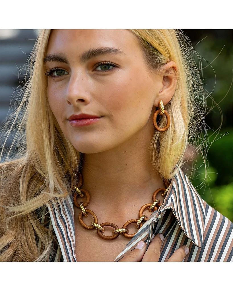 Capucine De Wulf Earth Goddess Teak Link Drop Earrings 3