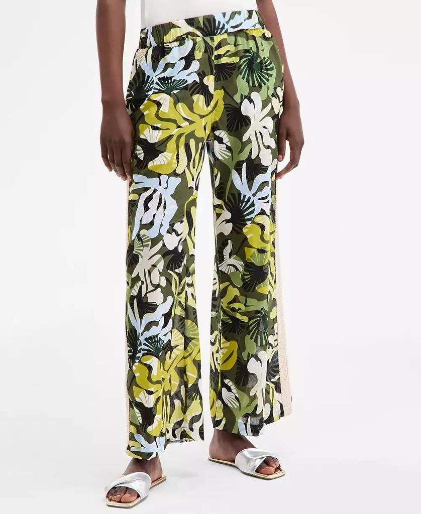 On 34th Women
s Leaf-Print Crochet-Trim Wide-Leg Pants, Exclusively at Macy
s 3