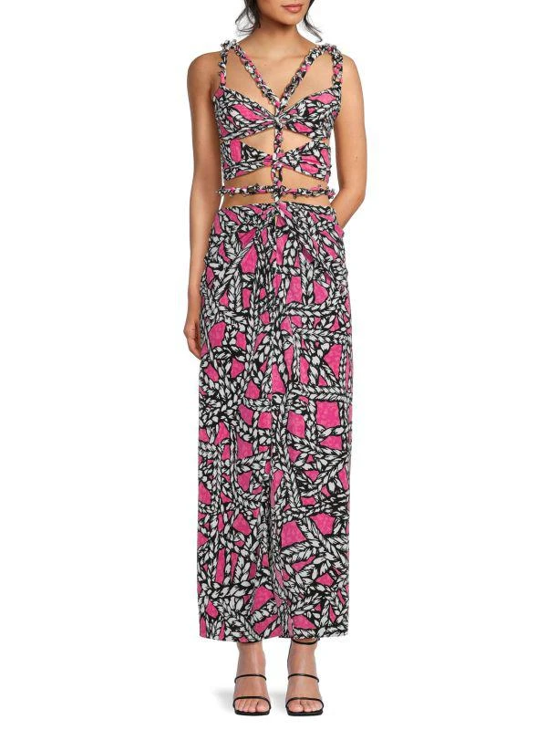 AREA Rope Cut Out Silk Maxi Dress 1