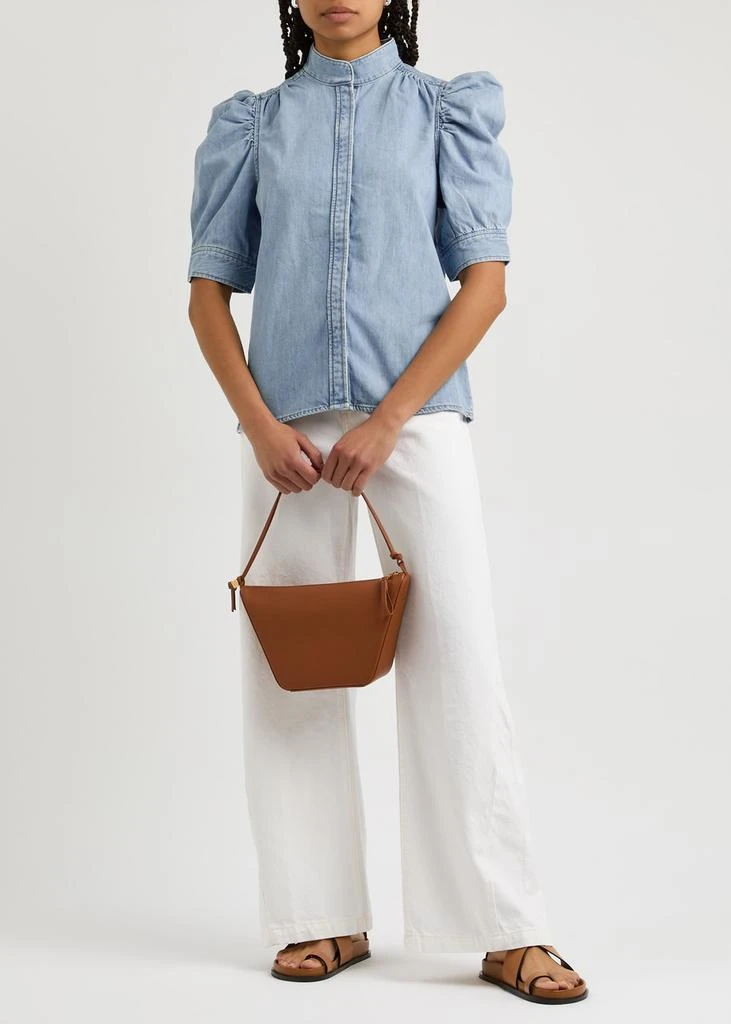 FRAME Gillian puff-sleeve denim blouse 4