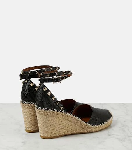 Valentino Rockstud Double leather wedge espadrilles 2