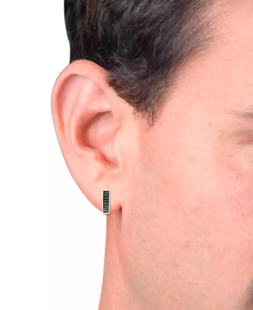 Macy's Men's Black Diamond Double Row Huggie Hoop Earrings (1/3 ct. t.w.) in 14k Gold-plated Sterling Silver or Black Rhodium-plated Sterling Silver,  1/2" 2