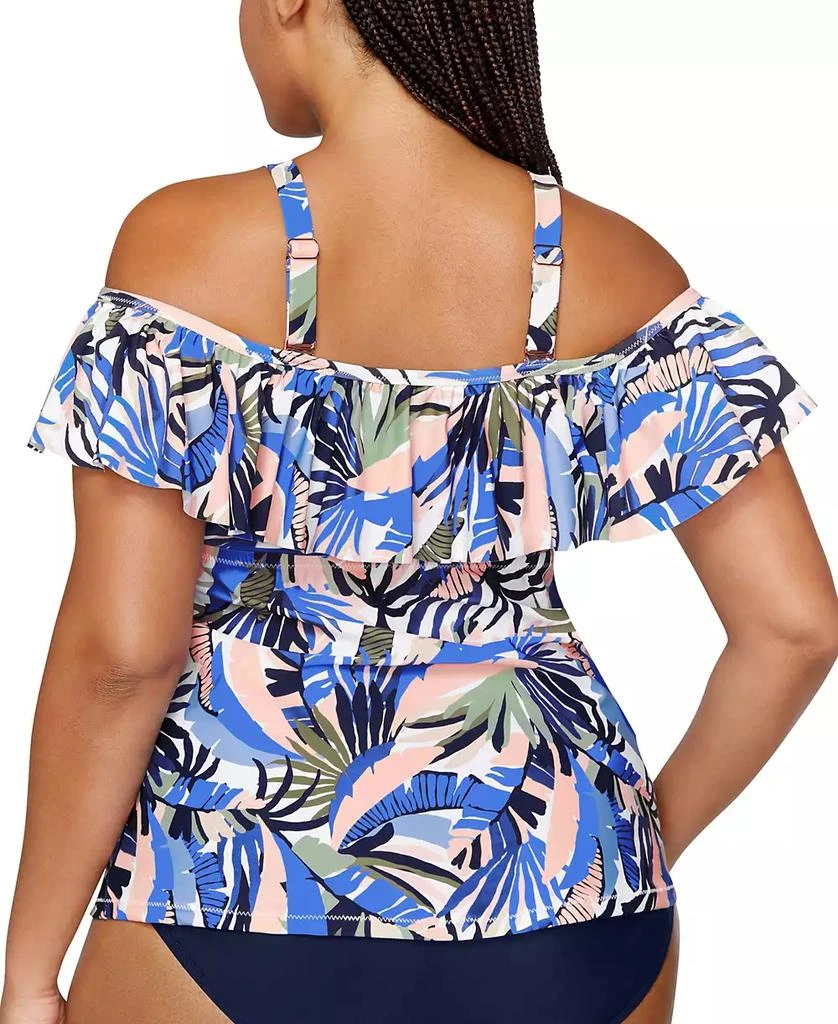 Raisins Curve Trendy Plus Size Tortuga Ruffled Off-The-Shoulder Tankini Top 4