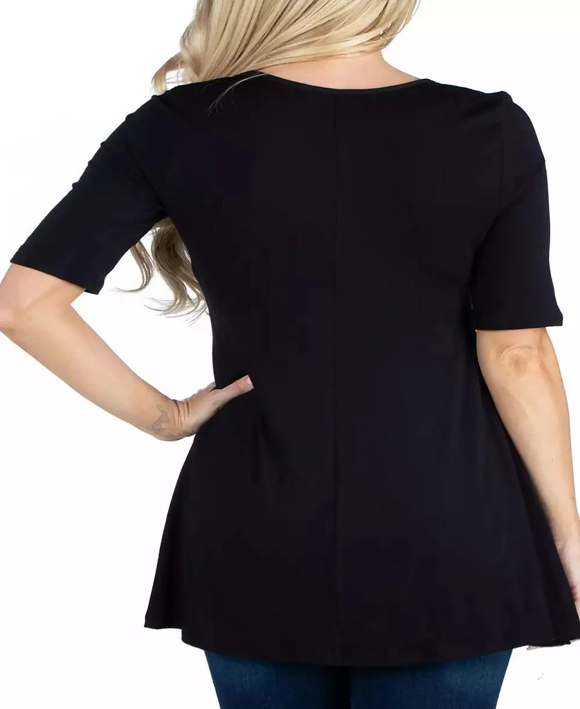 24seven Comfort Apparel Women's Elbow Sleeve Swing Tunic Top 2