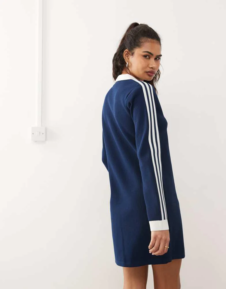 Adidas adidas Originals Knitted Polo Dress in blue 4