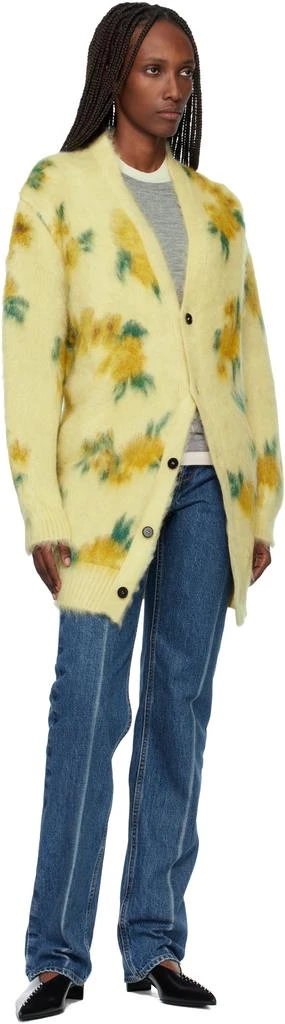 Jil Sander Yellow Mohair Silk Floral Knit Cardigan 4