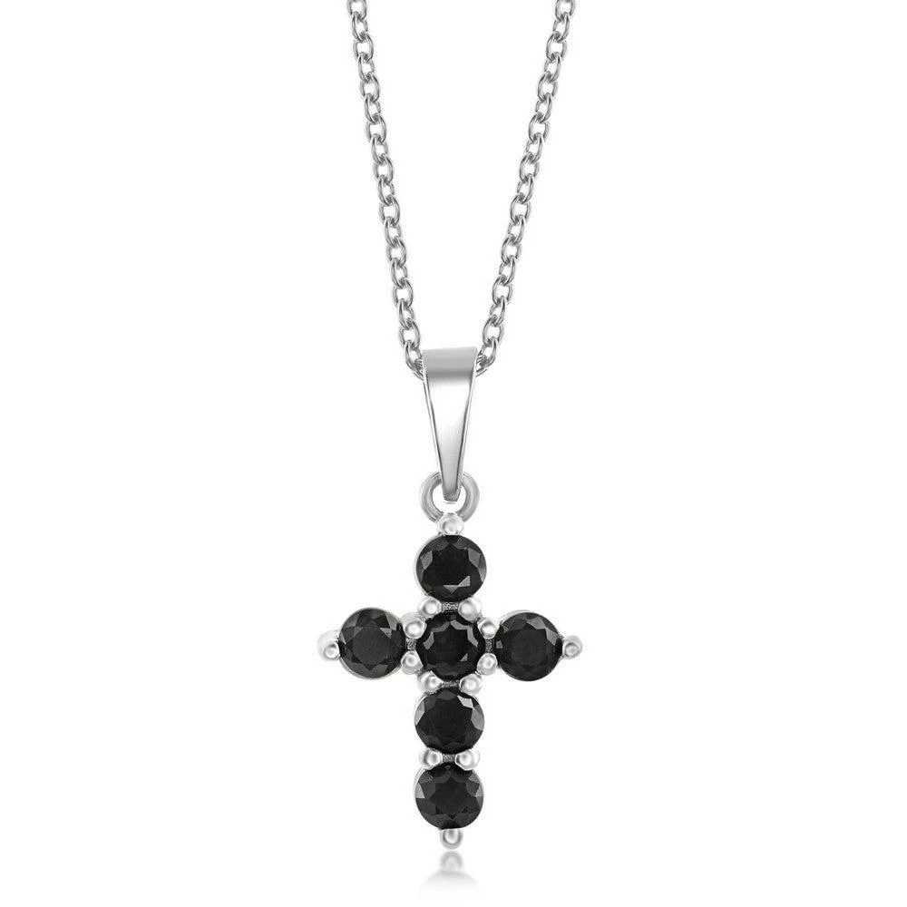 Simona Sterling Silver Cross Necklace - Emerald - Gold Plated 4