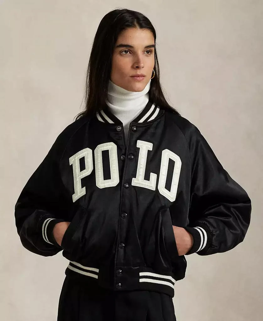 Ralph Lauren Women's Logo Satin Bomber Jacket 1