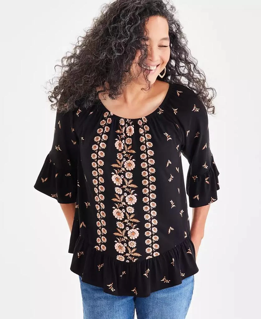 Style & Co Petite Printed Ruffle Top, Created for Macy's 1