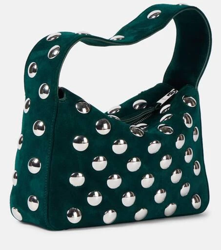 Khaite Elena Small studded suede shoulder bag 4