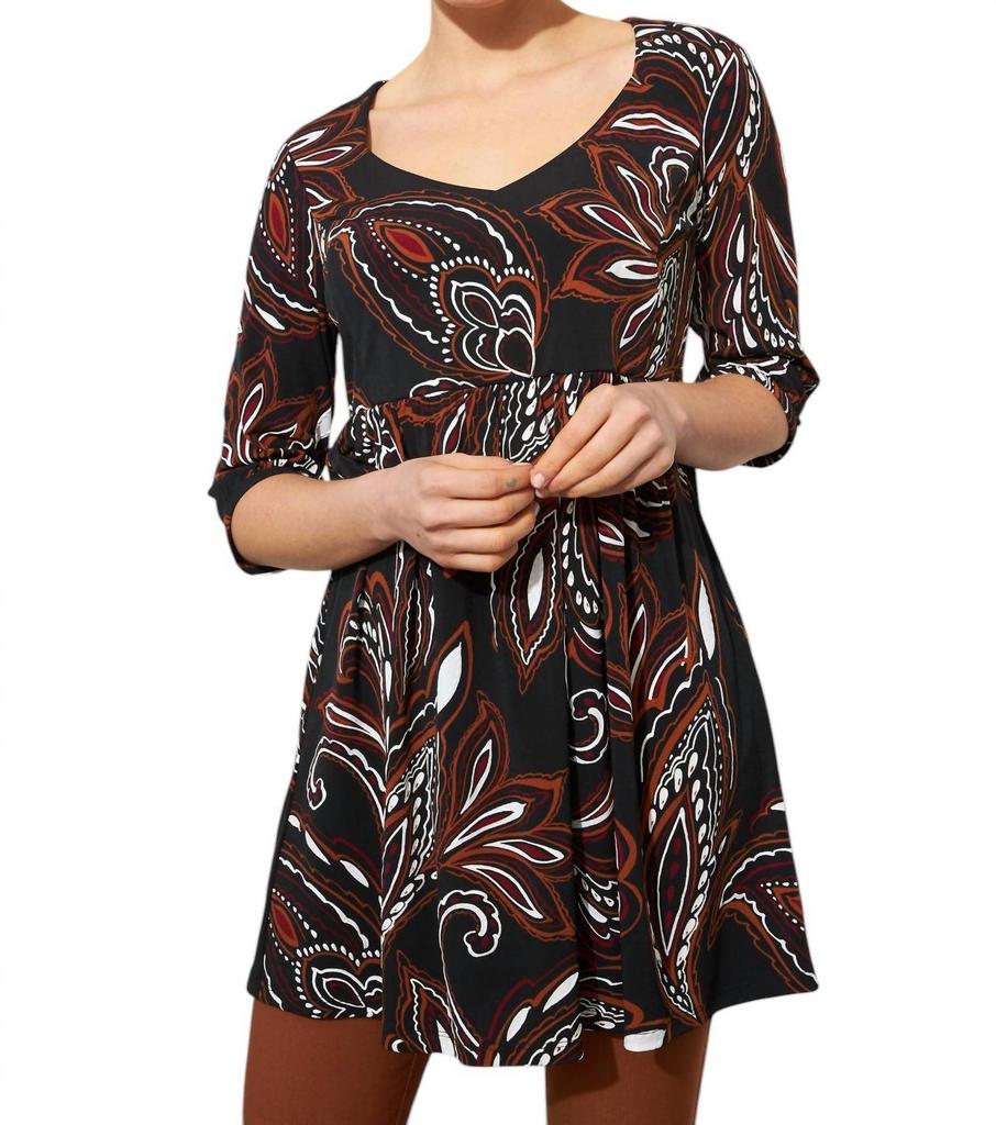 JOSEPH RIBKOFF Paisley Print Tunic Dress In Black/multi