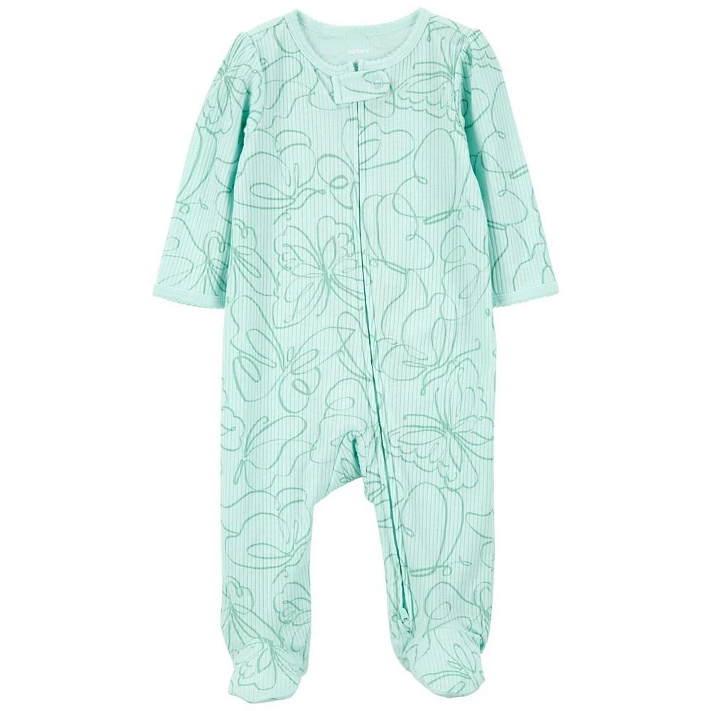 Carter's Baby Girls Printed Zip Up Cotton Blend Sleep and Play 1