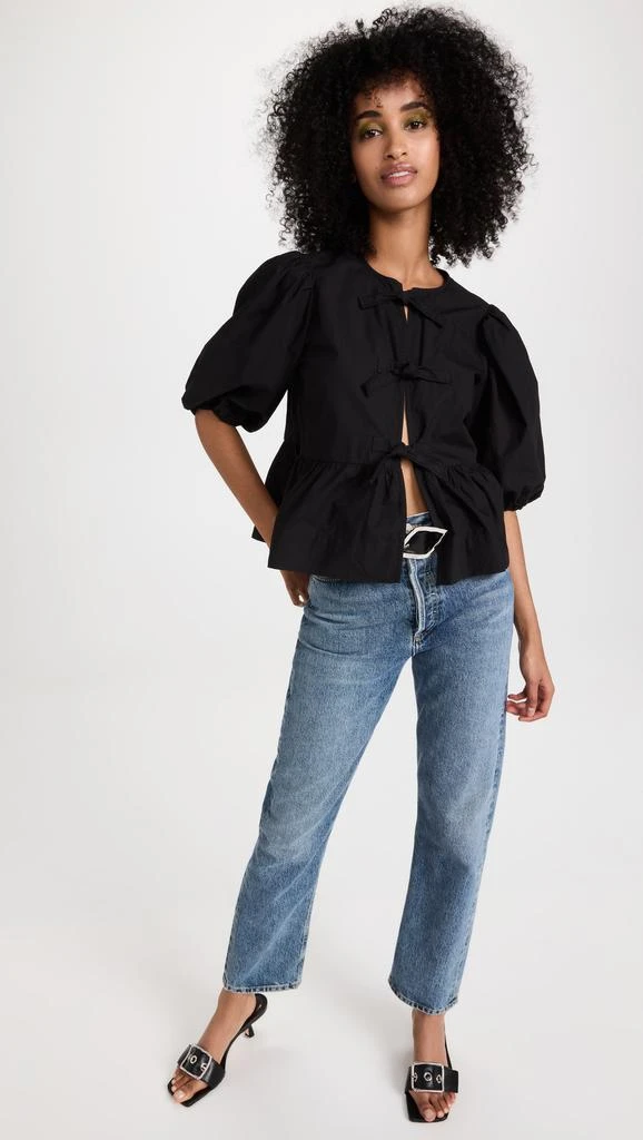 Ganni Cotton Poplin Peplum Blouse 4
