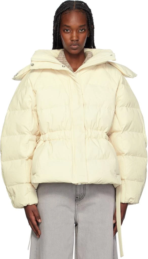 Ganni Beige Tech Oversized Down Puffer Jacket 1